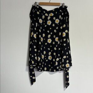 Floral Asymmetrical Skirt in Black and White